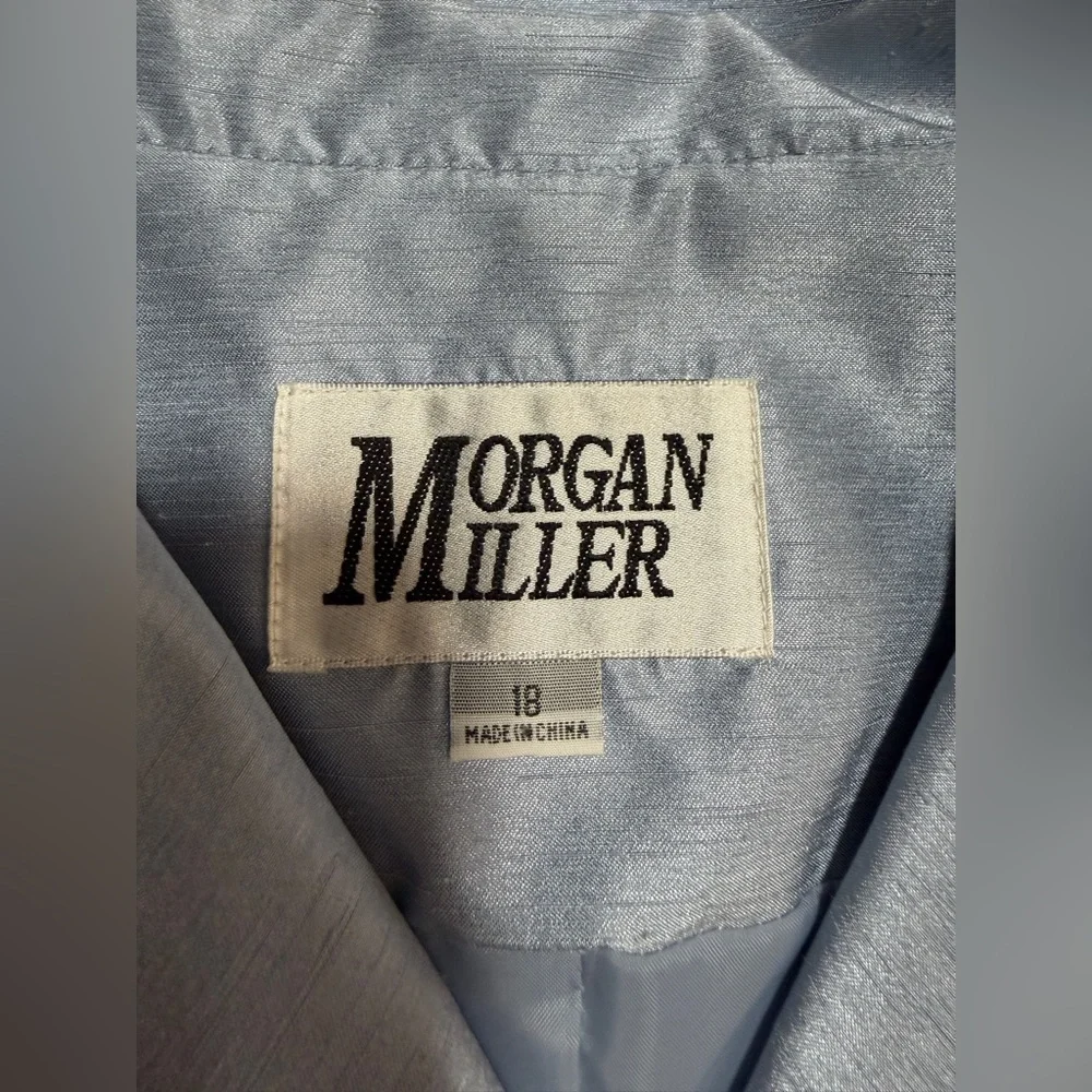 Morgan Miller Iridescent Blue Skirt Suit Set Size 18 Career Church Wedding